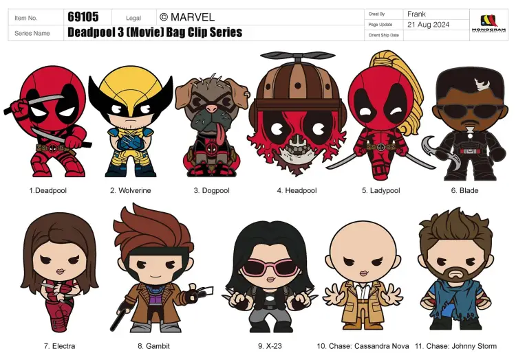 Monogram - DEADPOOL - Series 1- 3D Foam Bag Clip (Display 24 Pcs)