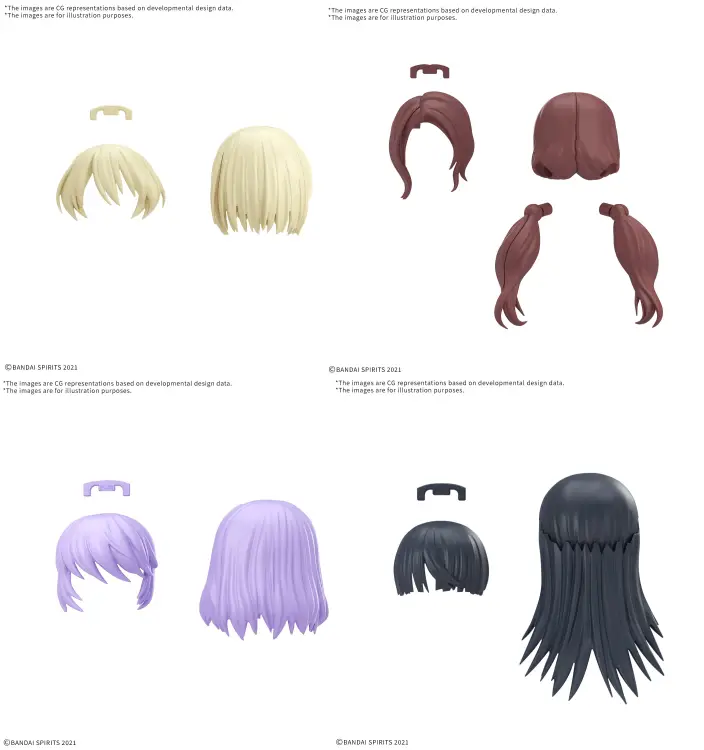Bandai Model Kit - 30MS - Option hair style parts vol.12 all 4 types - Model Kit