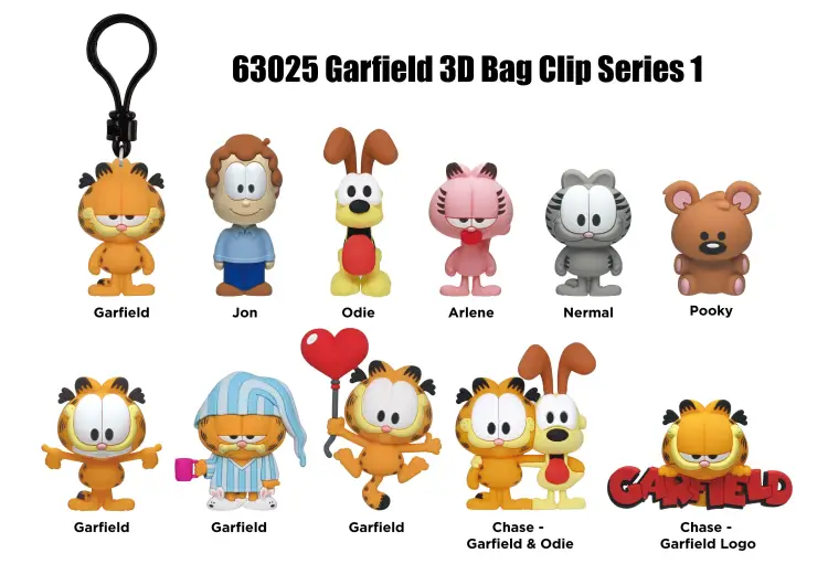 Monogram - GARFIELD - Series 1 - 3D Foam Bag Clip (Display 24 Pcs)