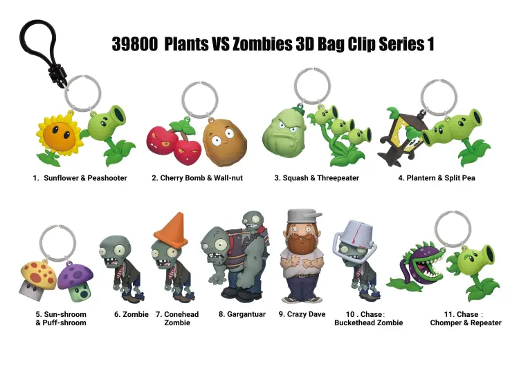 Monogram - PLANTS VS ZOMBIES - Series 1 - 3D Foam Bag Clip (Display 24 Pcs)
