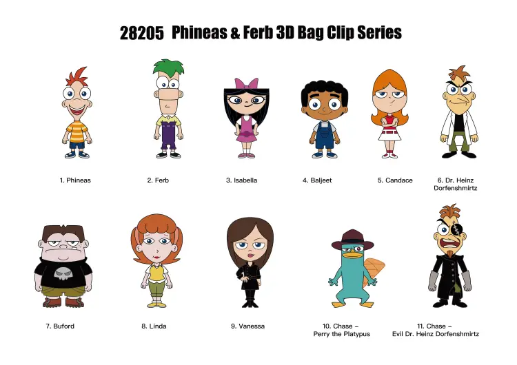 Monogram - PHINEAS & FERB - Series 1 - 3D Foam Bag Clip (Display 24 Pcs)