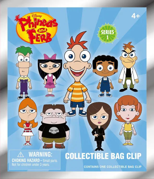 Monogram - PHINEAS & FERB - Series 1 - 3D Foam Bag Clip (Display 24 Pcs)