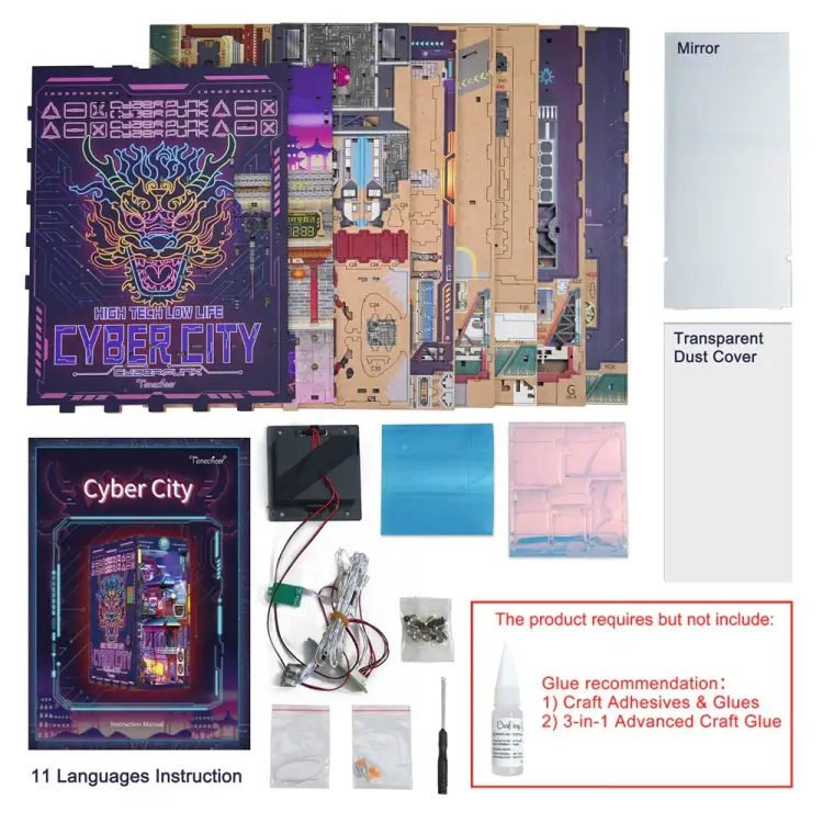 Tonecheer - BOOK NOOK KIT - DIY- Cyber City - 284pcs + LED Light