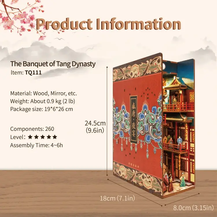 Tonecheer - BOOK NOOK KIT - DIY- The banquet of Tang Dynasty - 260pcs + LED Light