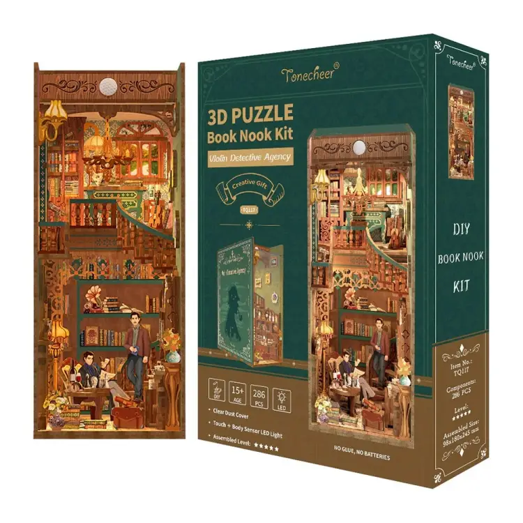 Tonecheer - BOOK NOOK KIT - DIY- Violin Detective Agency - 286pcs + LED Light