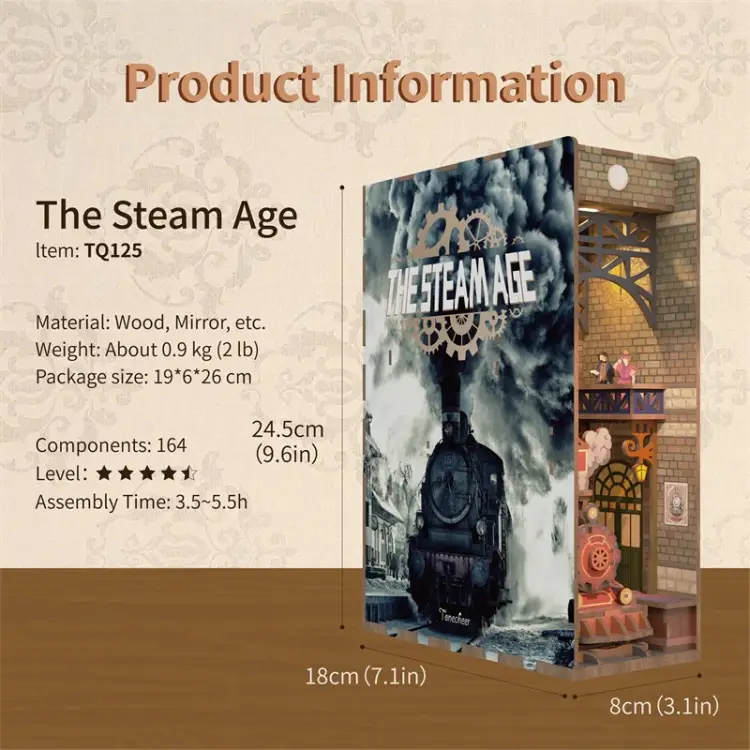 Tonecheer - BOOK NOOK KIT - DIY- The steam age - 164pcs + LED Light