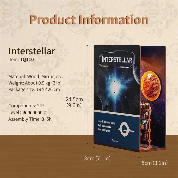Tonecheer - BOOK NOOK KIT - DIY- Interstellar - 247PCS + LED Light