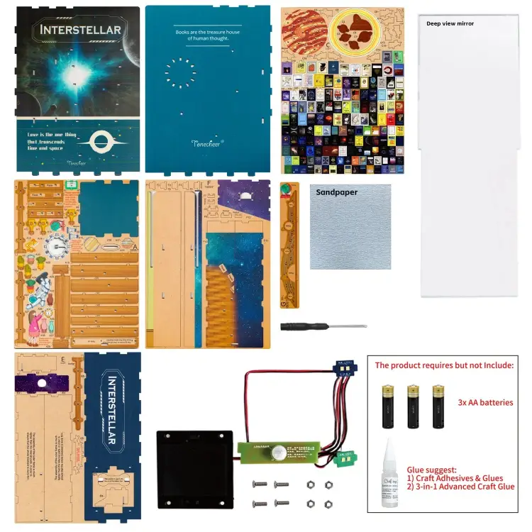 Tonecheer - BOOK NOOK KIT - DIY- Interstellar - 247PCS + LED Light