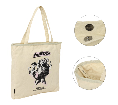 Safta - K-POP DEMON HUNTERS - Huntrix - Beige Zipped Tote Bag