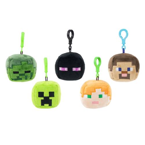 Barrado - MINECRAFT - Assortment of 5 Bag Clips Head Plushs - 7cm