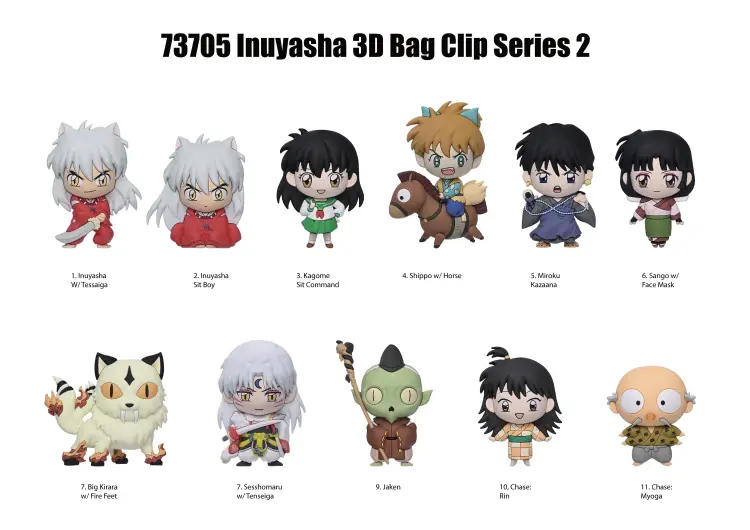 Monogram - INUYASHA (25TH ANNIV.) - Series 2 - 3D Foam Bag Clip (Display 24 Pcs)