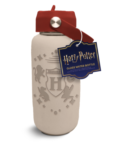Paladone - HARRY POTTER - Hodgwarts - Glass Water Bottle with Silicon Sleeve 27oz