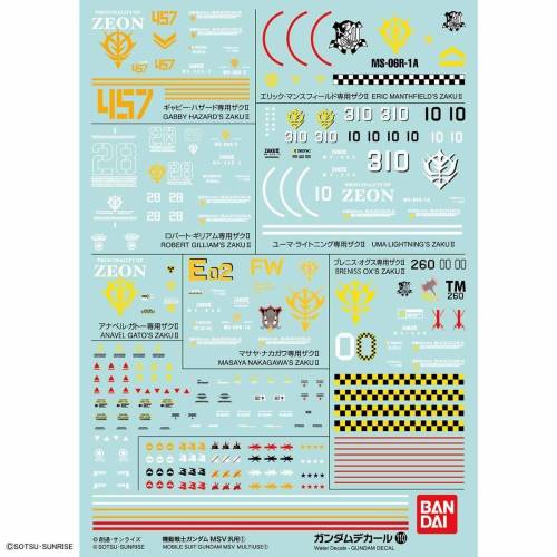 Bandai Model Kit - GUNDAM - Decal 110 Mobile Suit Gundam MSV Multiuse 1 - Model Kit