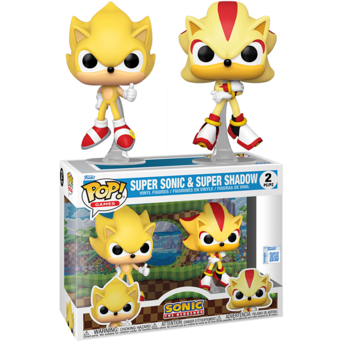 Funko POP! Sonic the Hedgehog - Super Sonic & Shadow - 2 Pack Flocked