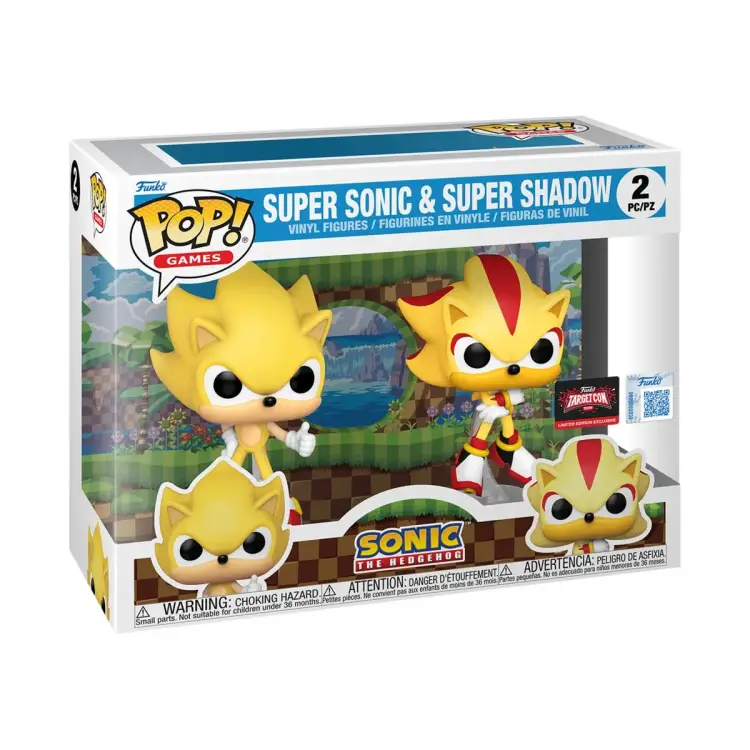 Funko POP! Sonic the Hedgehog - Super Sonic & Shadow - 2 Pack Flocked