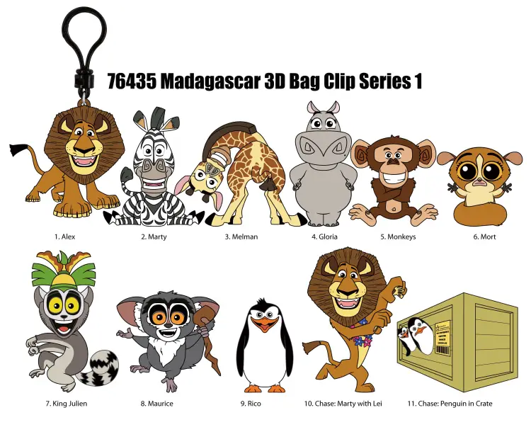 Monogram - MADAGASCAR - Series 1 - 3D Foam Bag Clip (Display 24 Pcs)