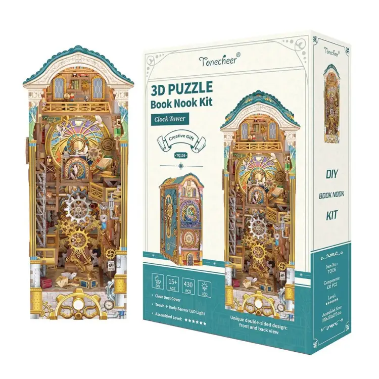 Tonecheer - BOOK NOOK KIT - DIY- Clock Tower - 430pcs + LED Light