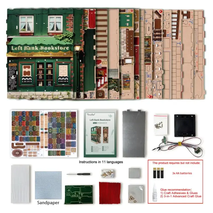 Tonecheer Book Nook - Left Bank Bookstore - Zestaw DIY 347 el. + Światło LED