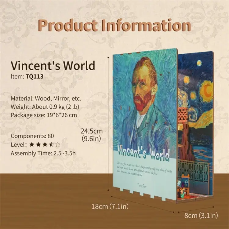 Tonecheer - BOOK NOOK KIT - DIY- Vincent's World - 80pcs + LED Light