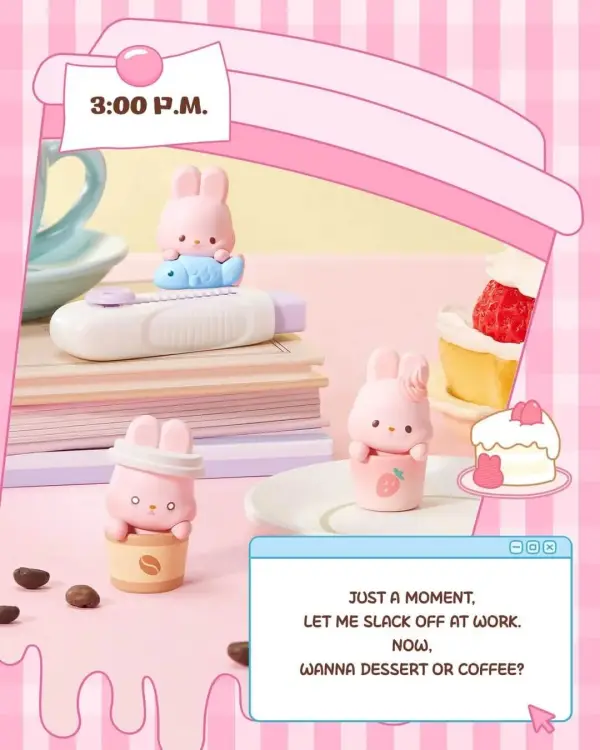 Funism - MOMO BUNNY - 24h Life Diary Series - Blind Box 4 Figure set