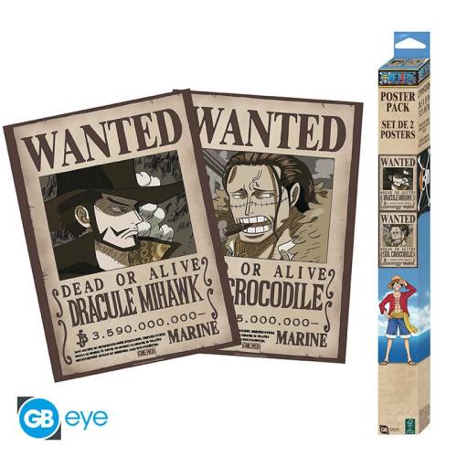 ONE PIECE - Wanted Mihawk & Crocodile - Zestaw 2 plakatów "52x38
