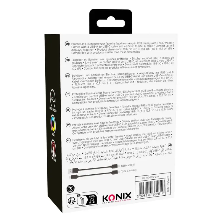 Podświetlany akrylowy protektor (usb c) LED RGB