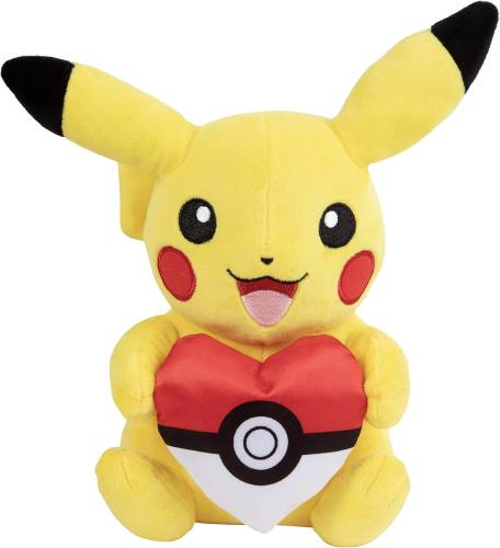 Jazware - POKEMON - Pikachu with Poke Ball Heart - Plush 20cm