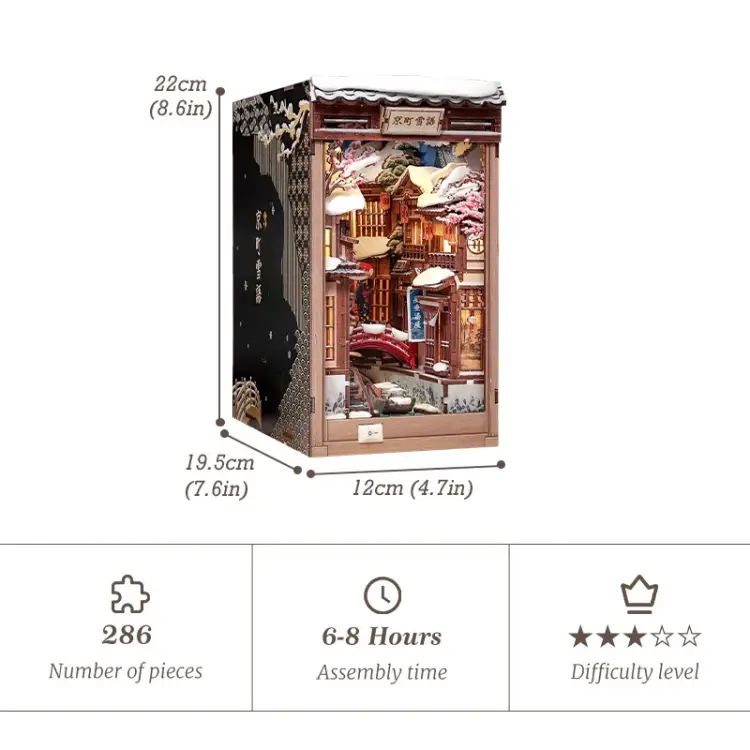 Cutebee - BOOK NOOK KIT - DIY - Kyoto Snow Whisper - 286pc + LED Light