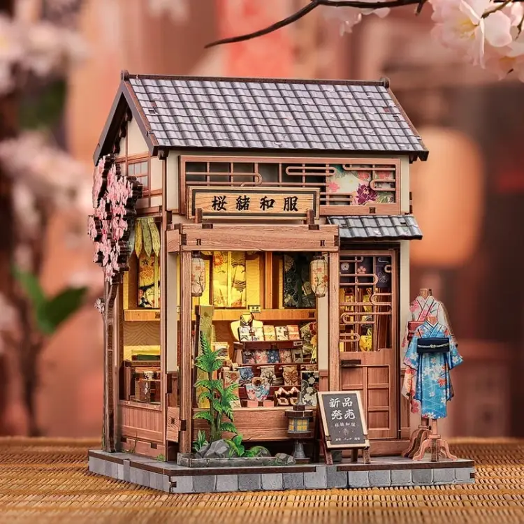 Cutebee - BOOK NOOK KIT - DIY - Sakura O Kimono Shop - 235pc + LED Light