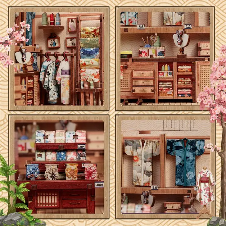 Cutebee - BOOK NOOK KIT - DIY - Sakura O Kimono Shop - 235pc + LED Light