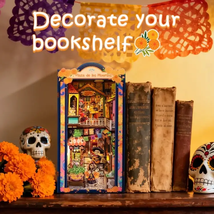 Cutebee - BOOK NOOK KIT - DIY - Plaza de los Muertos- 350pc + LED Light