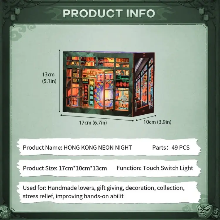 Cutebee - BOOK NOOK KIT - DIY - Hong Kong Neon Light - 49pc + LED Light