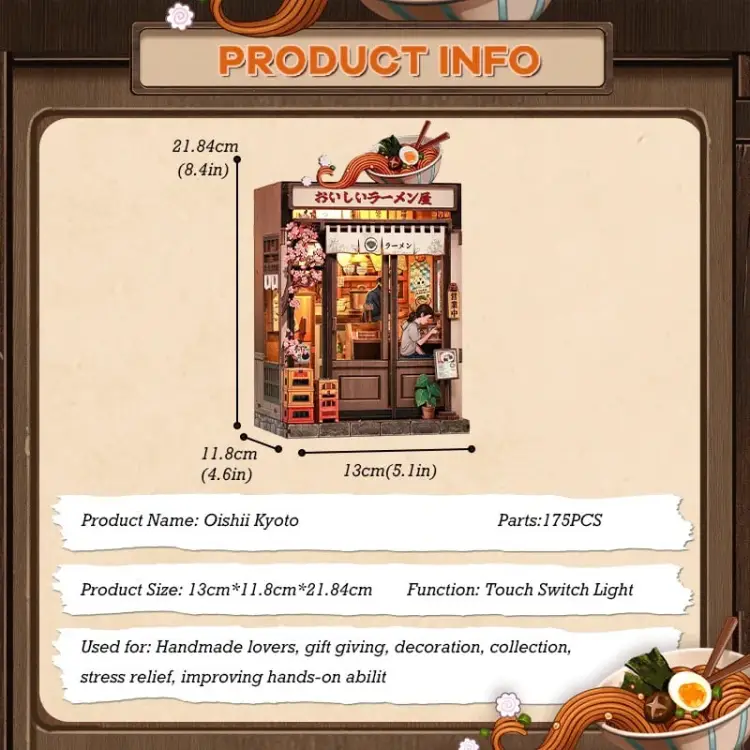 Cutebee - BOOK NOOK KIT - DIY - Oishii Kyoto - 175pc + LED Light