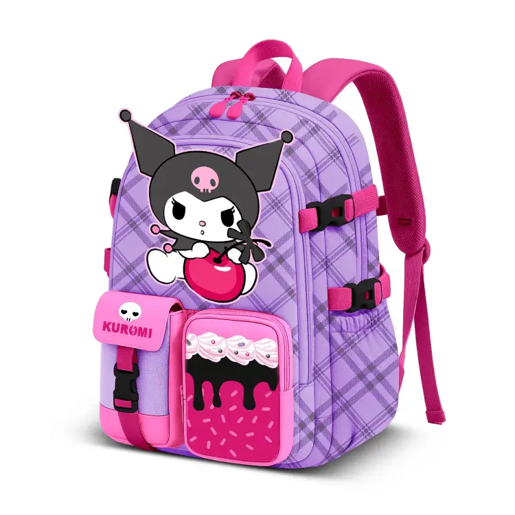 KUROMI - wiśniowy - Plecak / Torba Hello Kitty - Kuromi 40x27x15cm